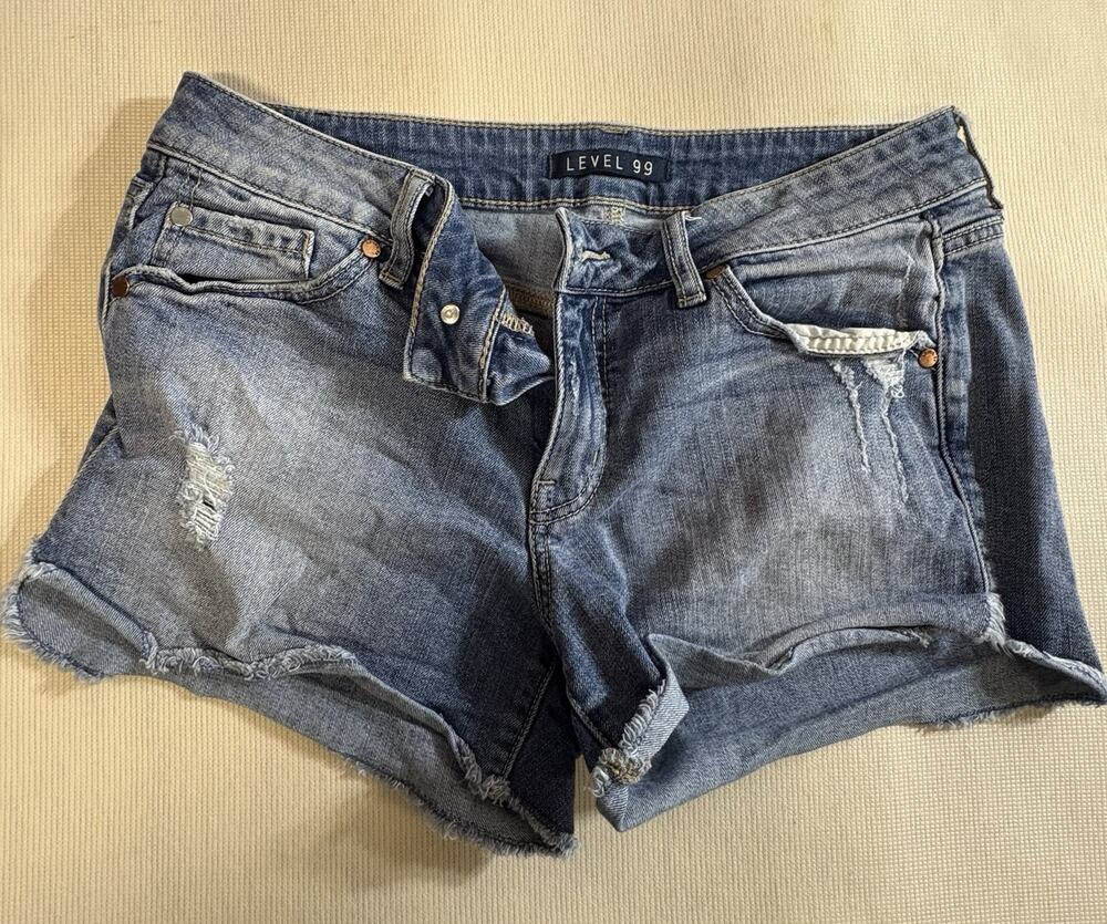 Anthropologie Level 99 Cut-Off Distressed Short Denim Shorts Women's Size 27